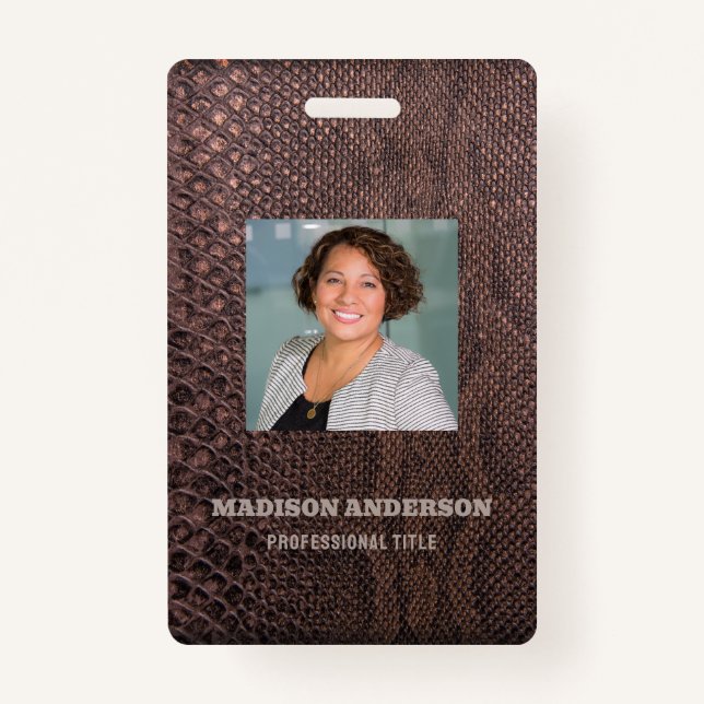 Photo Business Brown Snakeskin  ID Badge (Front)