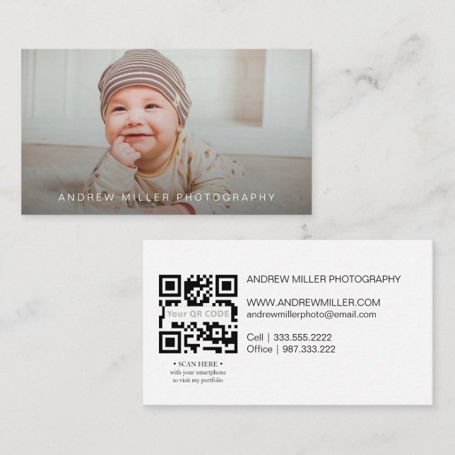 Photo Business card with QR Code (Front/Back)