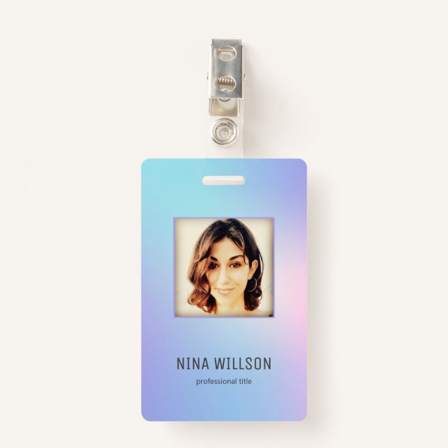 Photo Business ID Hologram ID Badge (Front with Clip)