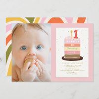 Photo Cake Candle Colourful Sparkle 1st Birthday
