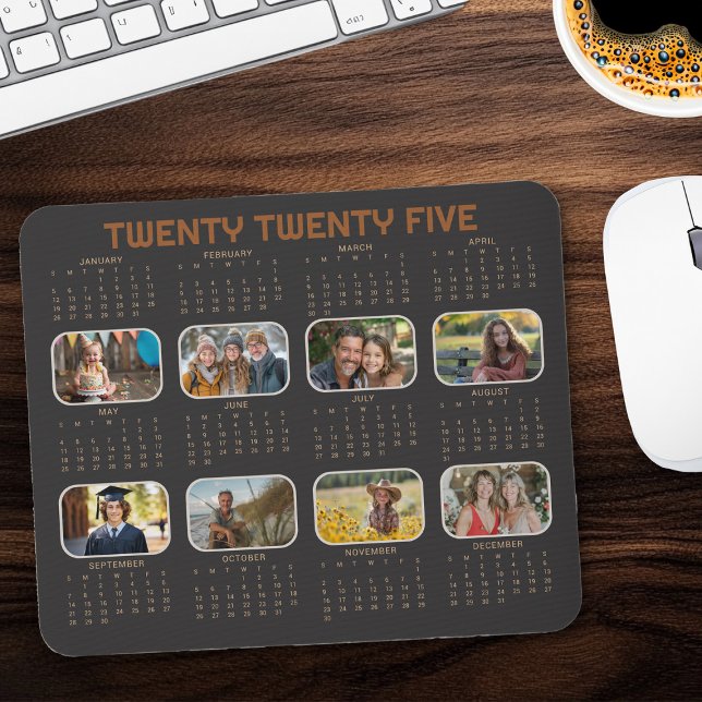 Photo Calendar 2025 Full Year Black Mousepad (2025 Photo Calendar Mouse Mat from the Personalized Calendars Collection by Darling  & May)