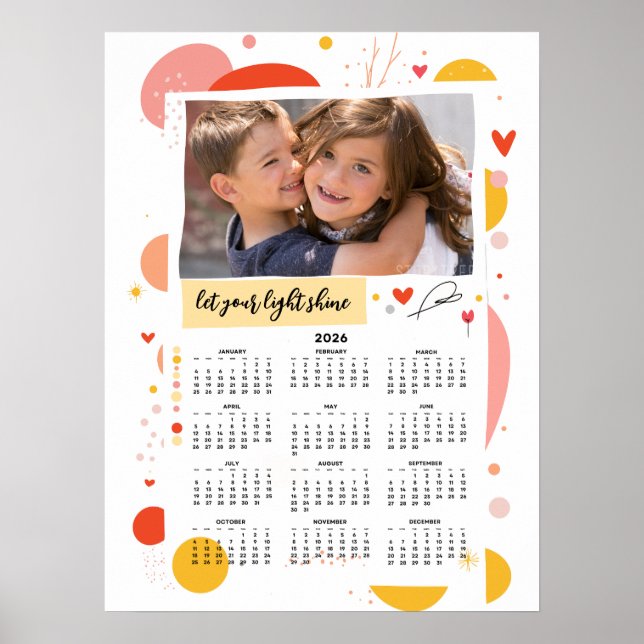 Photo Calendar 2026 Let Your Light Shine Poster (Front)