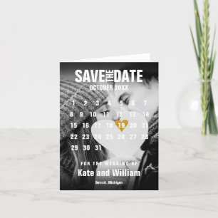 Photo Calendar Modern Gold Heart Save the Date Announcement