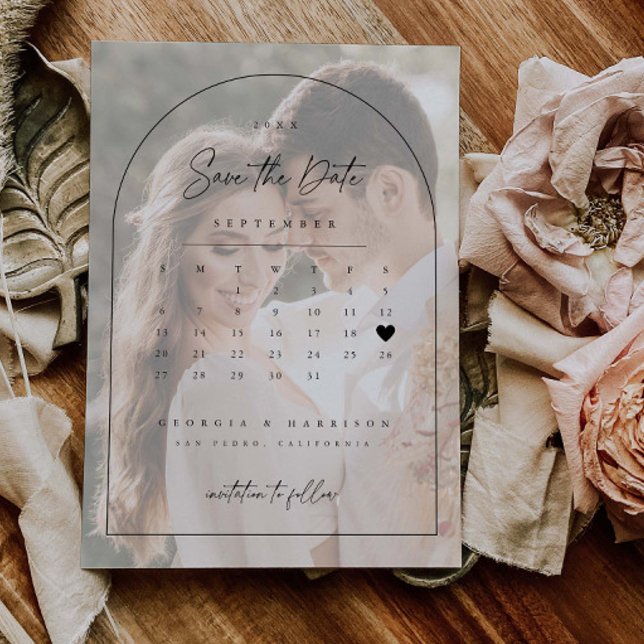 Photo Calendar Save The Date Wedding Arch Card (Creator Uploaded)