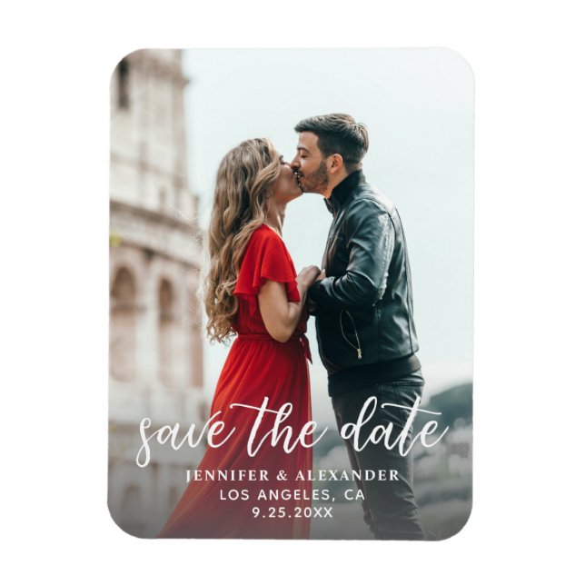 Photo & Calligraphy 1- Lighter Save the Date Magnet (Vertical)