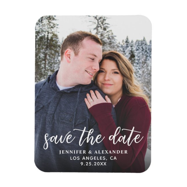Photo & Calligraphy 2- Darker Save the Date Magnet (Vertical)