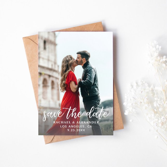 Photo & Calligraphy 2 Lighter Verti Save the Date  Invitation (Creator Uploaded)