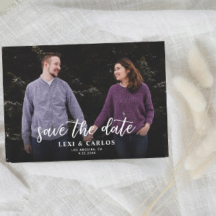 Photo & Calligraphy 2B Darker Horizo Save the Date Invitation