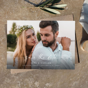 Photo & Calligraphy 3 Mod Horiz V2 Save the Date Invitation