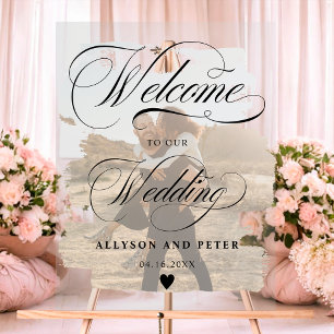 Photo calligraphy chic photo wedding welcome acrylic sign