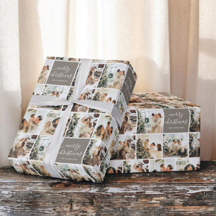 Photo Calligraphy Merry Christmas Wrapping Paper