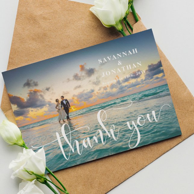 Photo Calligraphy Wedding  Thank You Card (Creator Uploaded)