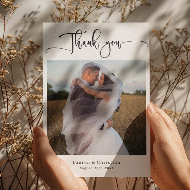Photo Calligraphy Wedding Thank you Card (Creator Uploaded)