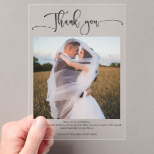 Photo Calligraphy Wedding Thank you Card Acrylic Invitations
