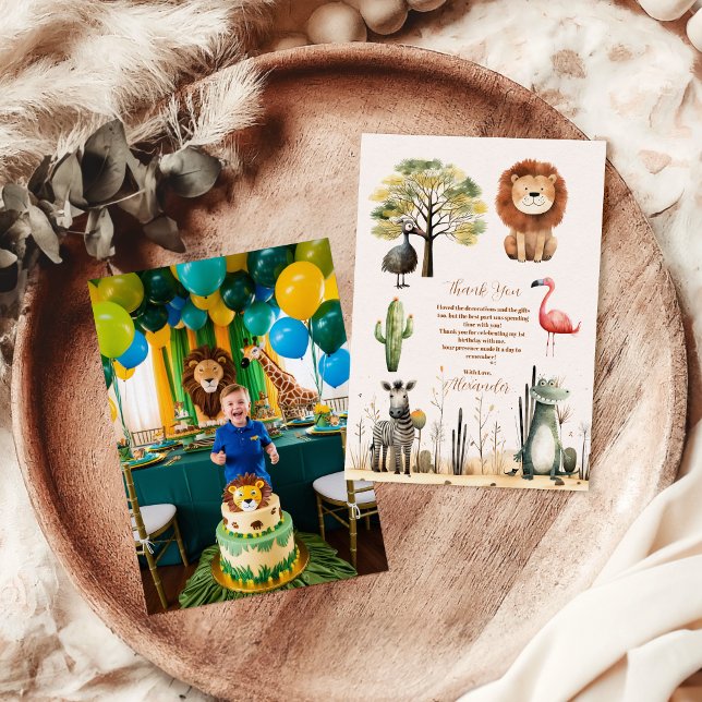 Photo Calling All Party Animals Safari Birthday Thank You Card (Creator Uploaded)