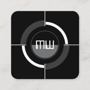 Photo camera aim white square business card