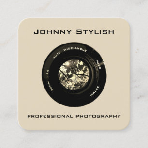 Photo camera lens artistic cover square business card