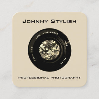 Photo camera lens artistic cover square business card
