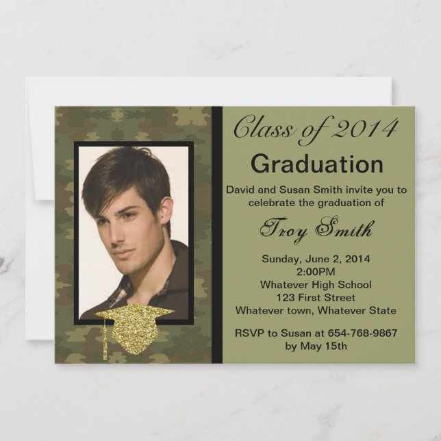 Photo Camouflage Graduation Invitation (Front)