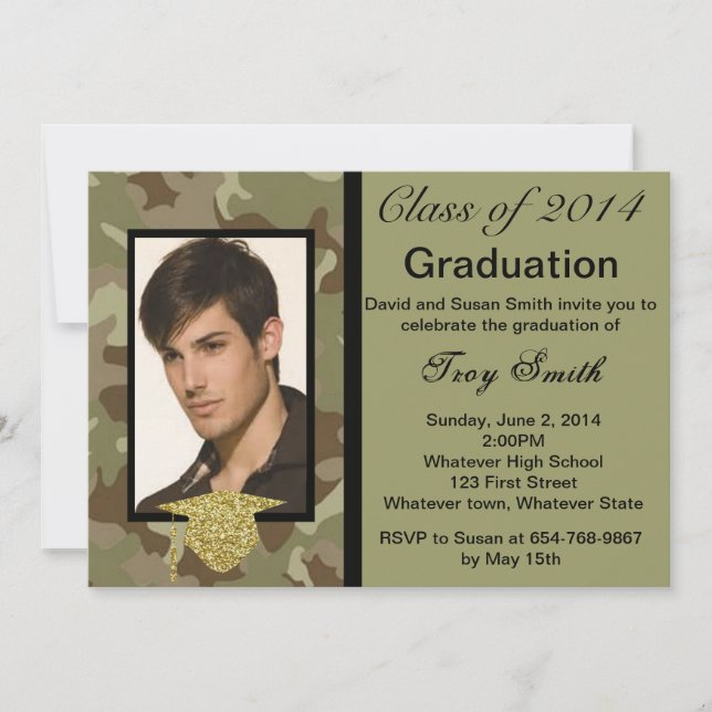 Photo Camouflage Graduation Invitation (Front)