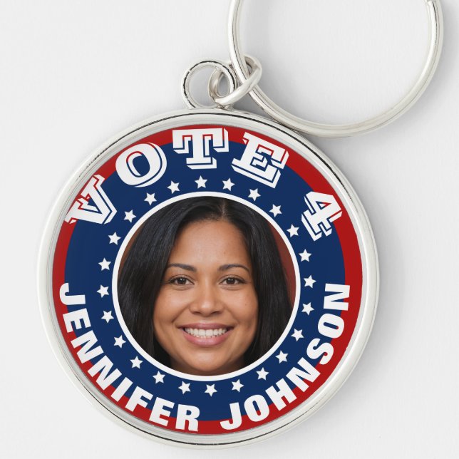 Photo Campaign Template Custom Button Key Ring (Front)