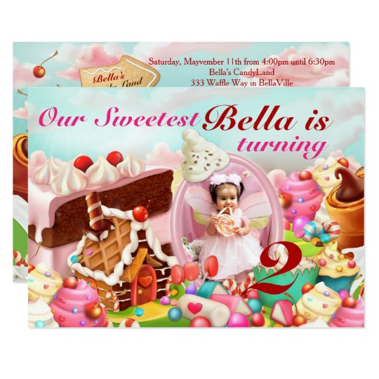 Photo Candy Land Birthday Party Invitations
