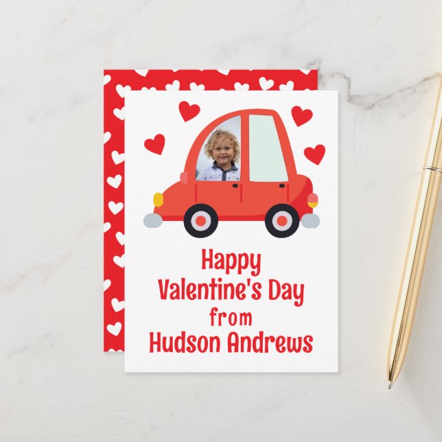 Photo Car Valentine's Day Cards (Front/Back In Situ)