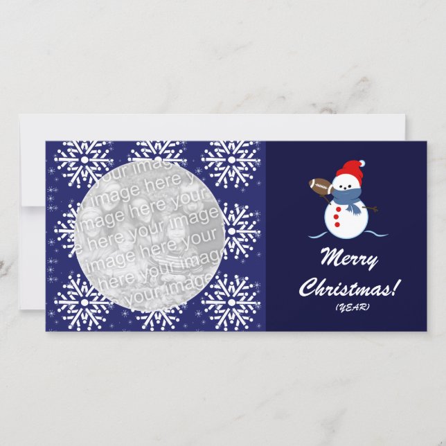 Photo Card - Christmas Snowman Football (Front)