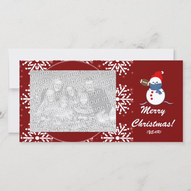 Photo Card - Christmas Snowman Football (Front)