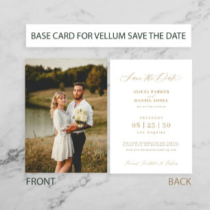 Photo card for gold vellum wedding save the date