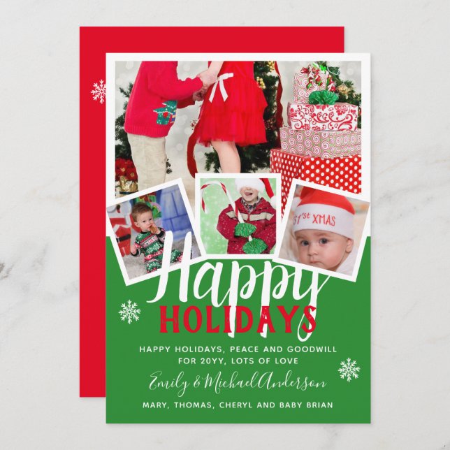 PHOTO CARD Happy Holidays 2022 Red Green (Front/Back)