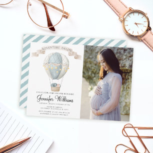 Photo card hot air balloon baby shower Invitation