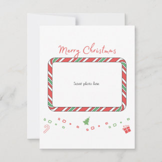 Photo card in cute candy cane Christmas Card