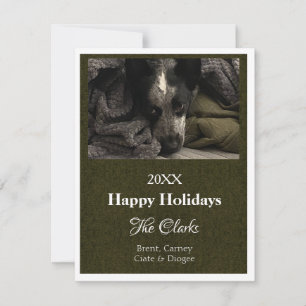 Photo Card in Olive Green Denim Print - HAMbyWG