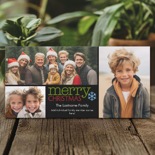 Photo Card: Merry Christmas with 3 photo collage Holiday Card