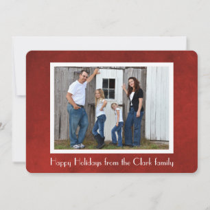 Photo card on Christmas red background and sparkle