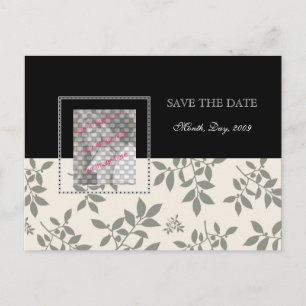 Photo cards, Black White save the date postcards
