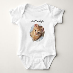 Photo Cat Text, Replaceable, Funny Cat Style Baby Bodysuit