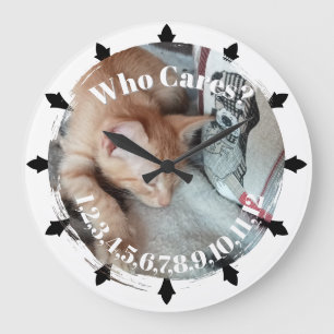 Photo. Cat, Text, replaceable, Funny Large Clock