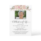 Photo Celebration of Life, Floral Funeral Invite