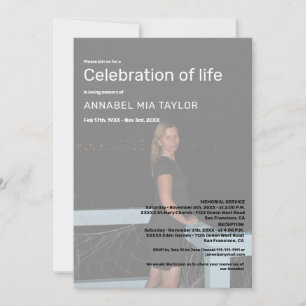Photo Celebration of life Funeral Memorial Invitation