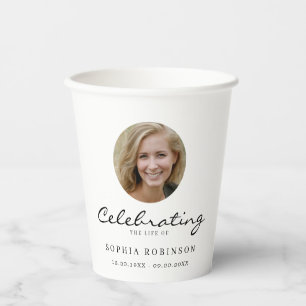 Photo Celebration of Life Funeral Memorial Paper Cups