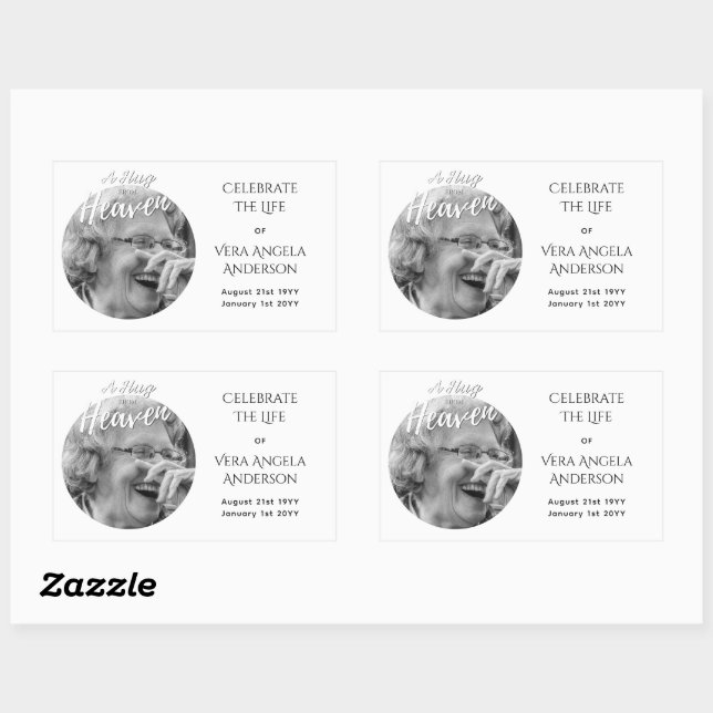 PHOTO Celebration of Life Funeral Memorial Wake Rectangular Sticker (Sheet)