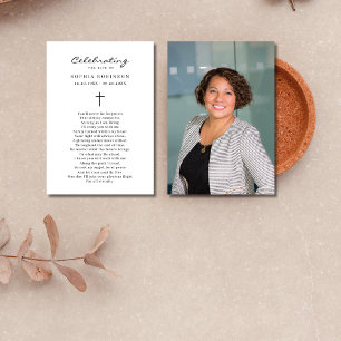 Photo Celebration of Life Funeral Prayer Card