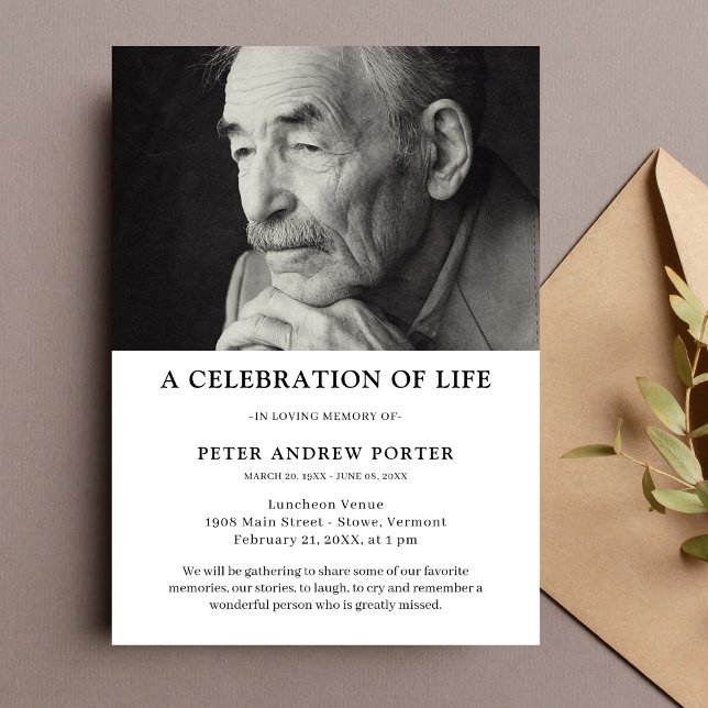 Photo Celebration of Life Memorial Invitation (Celebration of Life Invitation)