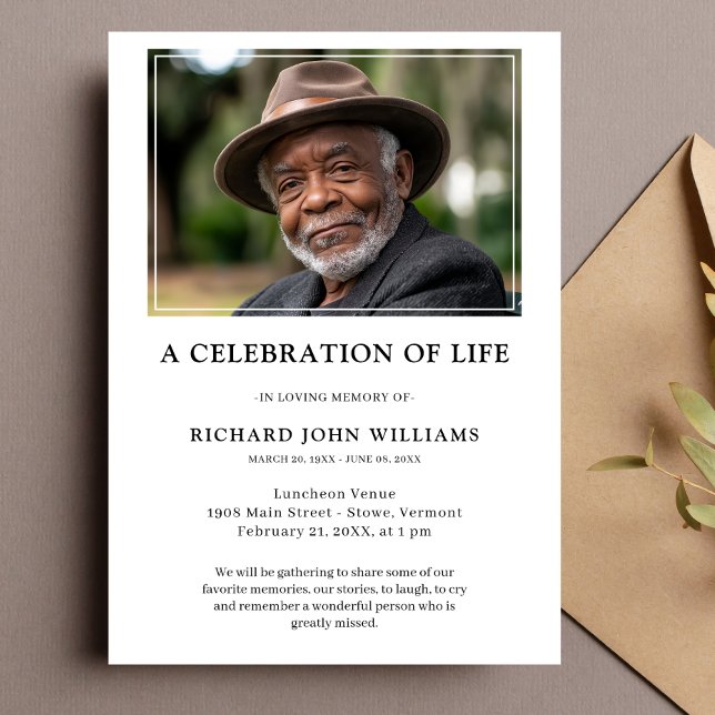 Photo Celebration of Life Memorial Invitation (Photo Celebration of Life Invitation)
