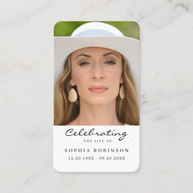 Photo Celebration of Life Memorial Prayer Card (Front)