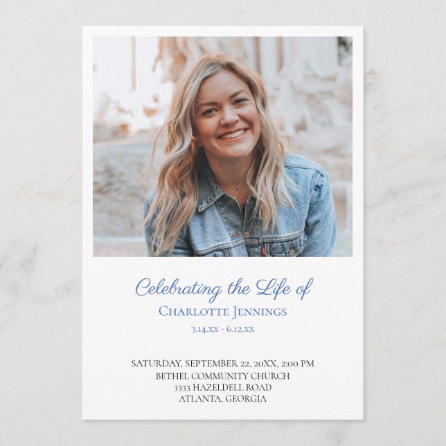 Photo Celebration of Life Order of Service Program Programme (Front)