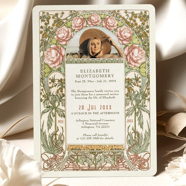 Photo Celebration of Life Peonies by Mucha Invitation (Creator Uploaded)