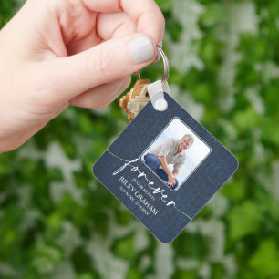 Photo Celebration of Life Tribute Blue Jean Key Ring
